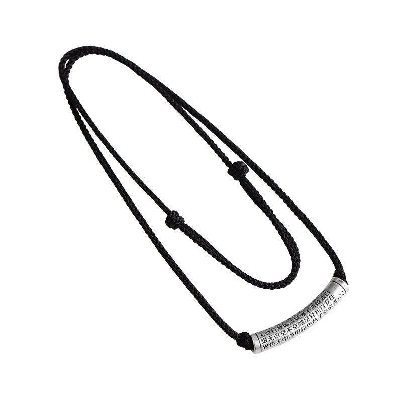 Buddha Stones 999 Sterling Silver Six True Word Heart Sutra String Necklace Pendant - image 24