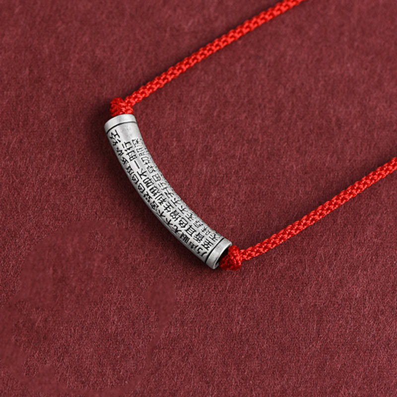 Buddha Stones 999 Sterling Silver Six True Word Heart Sutra String Necklace Pendant - Red (Heart Sutra) - image 27