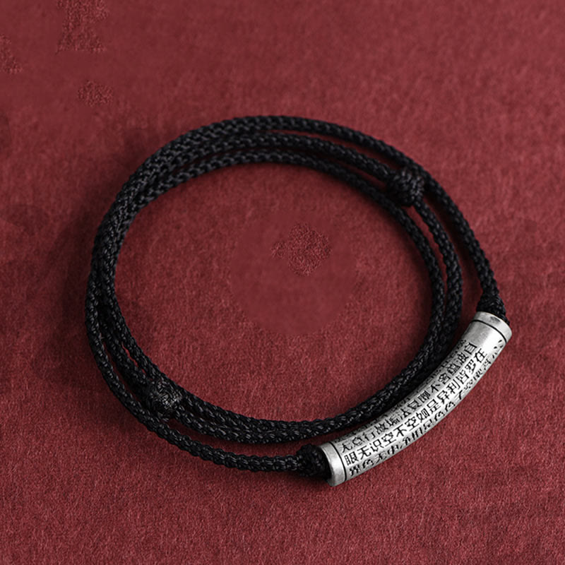 Buddha Stones 999 Sterling Silver Six True Word Heart Sutra String Necklace Pendant - image 21