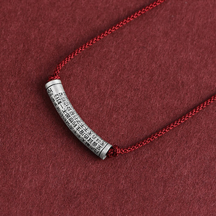 Buddha Stones 999 Sterling Silver Six True Word Heart Sutra String Necklace Pendant - Wine Red (Heart Sutra) - image 26