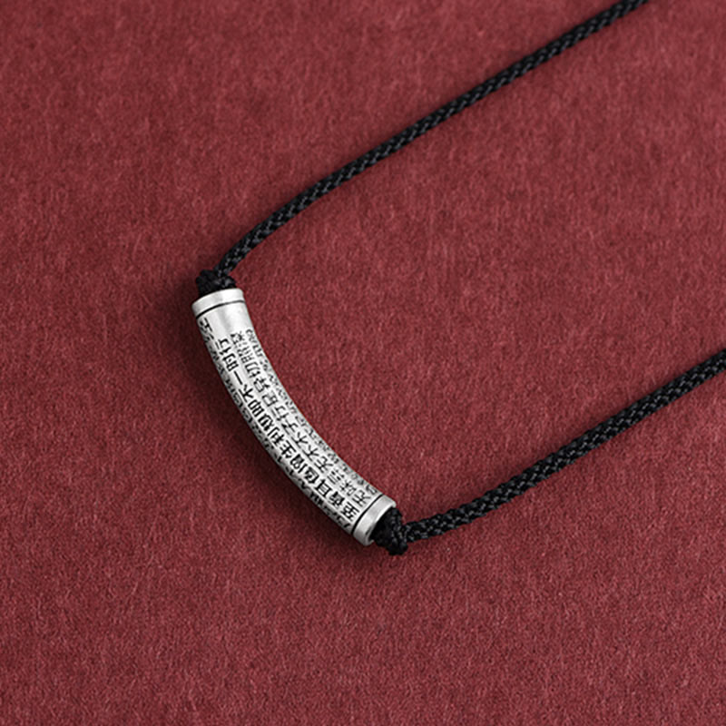 Buddha Stones 999 Sterling Silver Six True Word Heart Sutra String Necklace Pendant - Black (Heart Sutra) - image 17