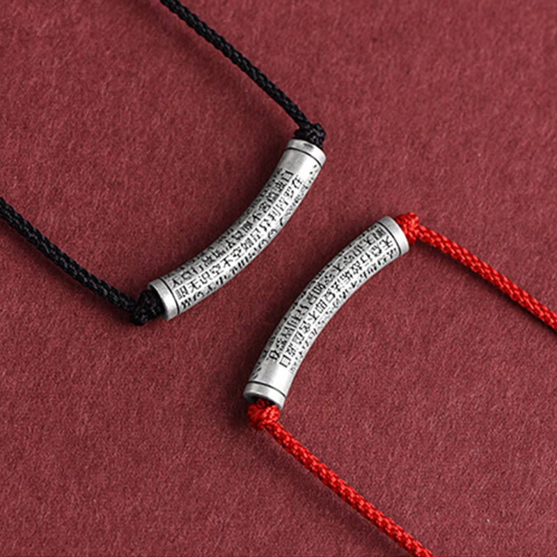 Buddha Stones 999 Sterling Silver Six True Word Heart Sutra String Necklace Pendant - image 28