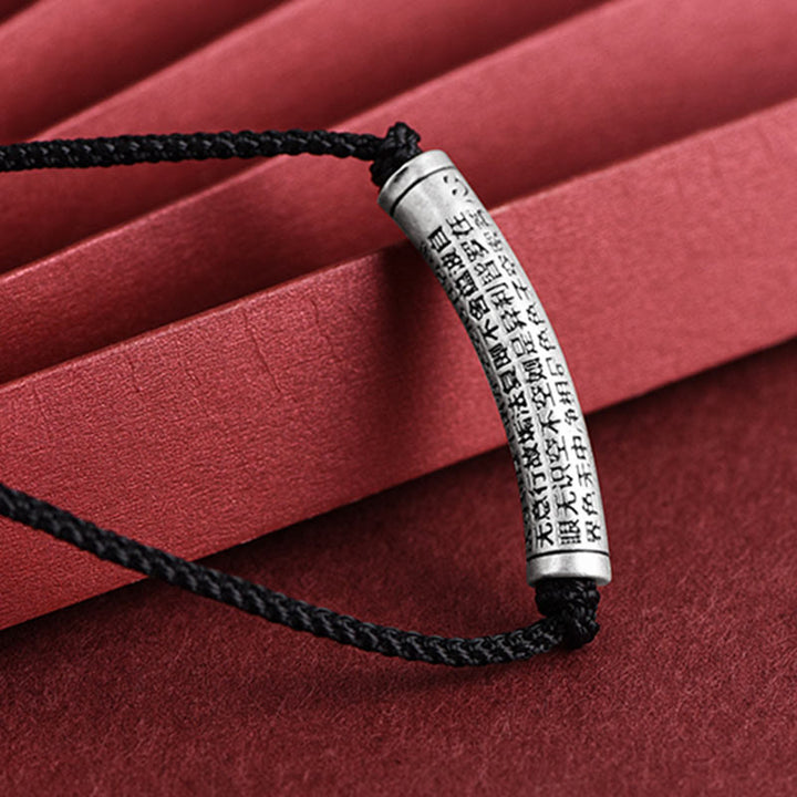 Buddha Stones 999 Sterling Silver Six True Word Heart Sutra String Necklace Pendant - image 19