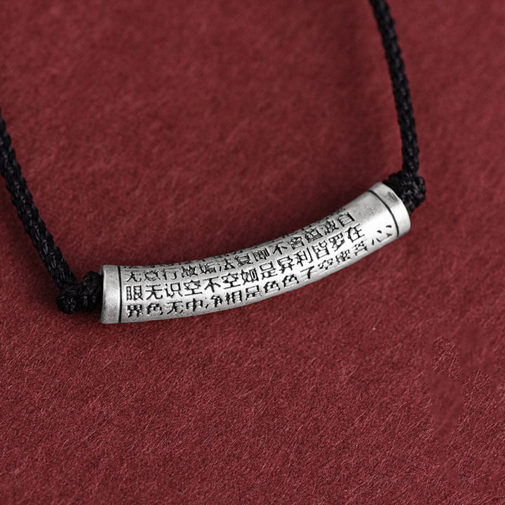 Buddha Stones 999 Sterling Silver Six True Word Heart Sutra String Necklace Pendant - image 23