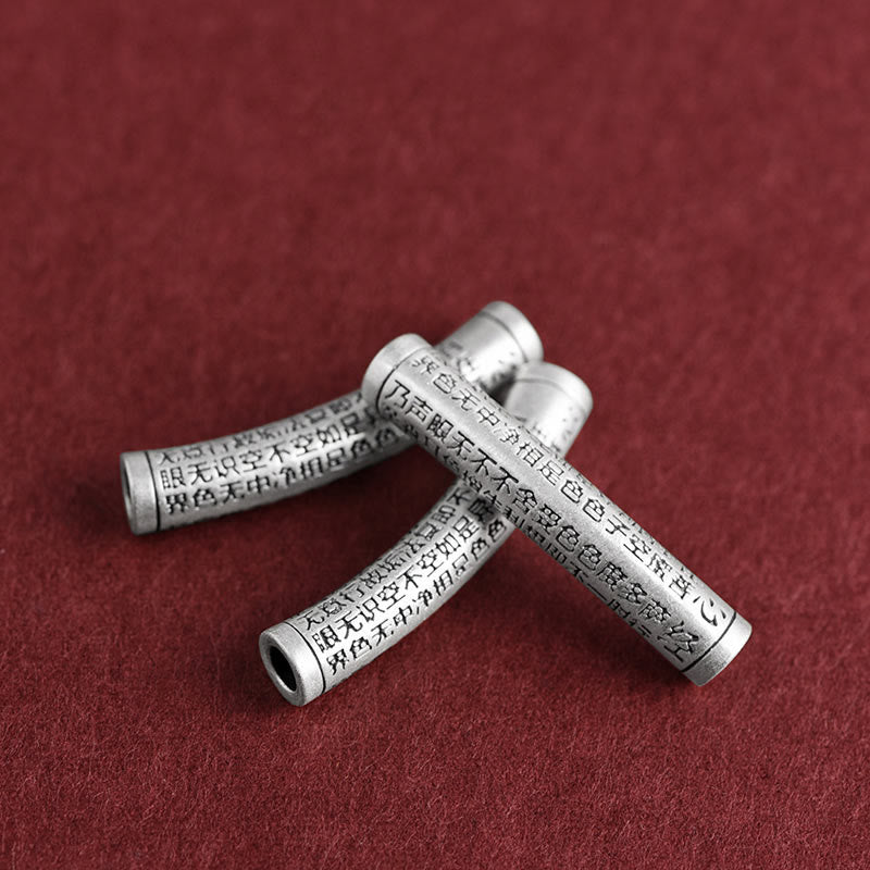 Buddha Stones 999 Sterling Silver Six True Word Heart Sutra String Necklace Pendant - image 4