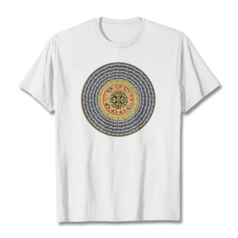 Buddha Stones 108 Om Mani Padme Hum Mantra Sanskrit Tee T-shirt - White - 2XL - image 3