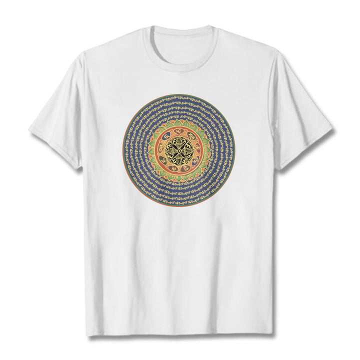 Buddha Stones 108 Om Mani Padme Hum Mantra Sanskrit Tee T-shirt - White - 2XL - image 3