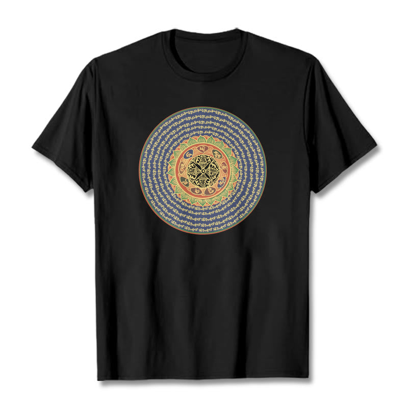 Buddha Stones 108 Om Mani Padme Hum Mantra Sanskrit Tee T-shirt - Black - 2XL - image 6