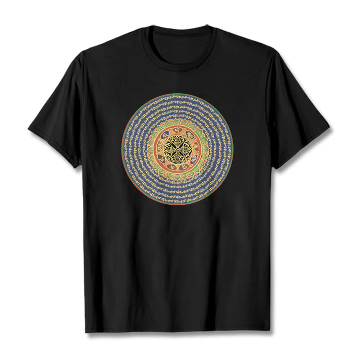 Buddha Stones 108 Om Mani Padme Hum Mantra Sanskrit Tee T-shirt - Black - 2XL - image 6