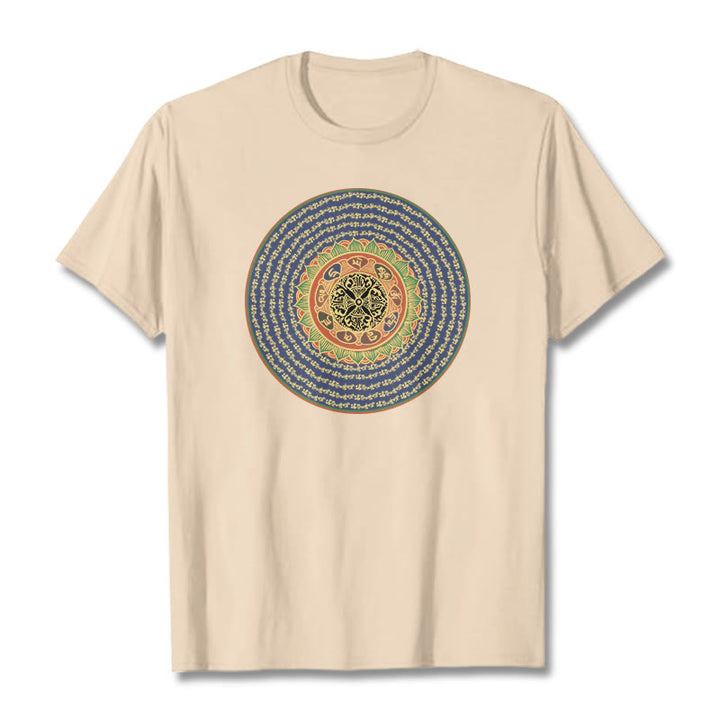 Buddha Stones 108 Om Mani Padme Hum Mantra Sanskrit Tee T-shirt - Bisque - 2XL - image 15