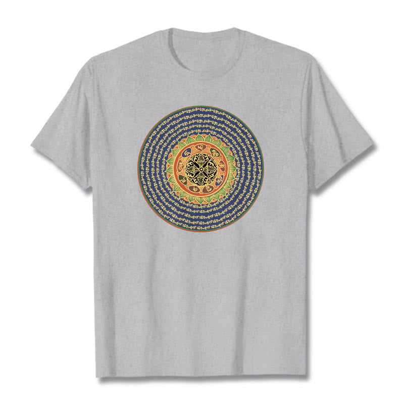 Buddha Stones 108 Om Mani Padme Hum Mantra Sanskrit Tee T-shirt - Light Grey - 2XL - image 1