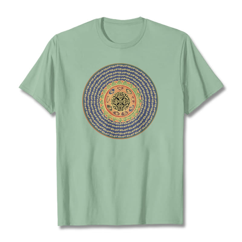 Buddha Stones 108 Om Mani Padme Hum Mantra Sanskrit Tee T-shirt - Pale Green - 2XL - image 17