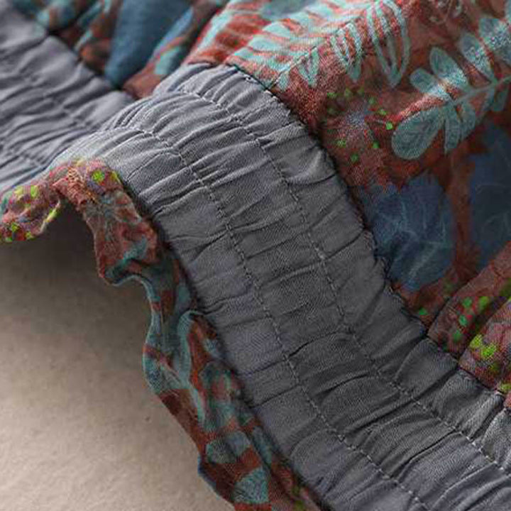 Buddha Stones Summer Women's Blue Leaves Plants Pants With Pockets - image 4