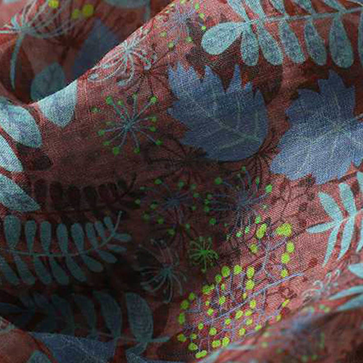 Buddha Stones Summer Women's Blue Leaves Plants Pants With Pockets - image 7