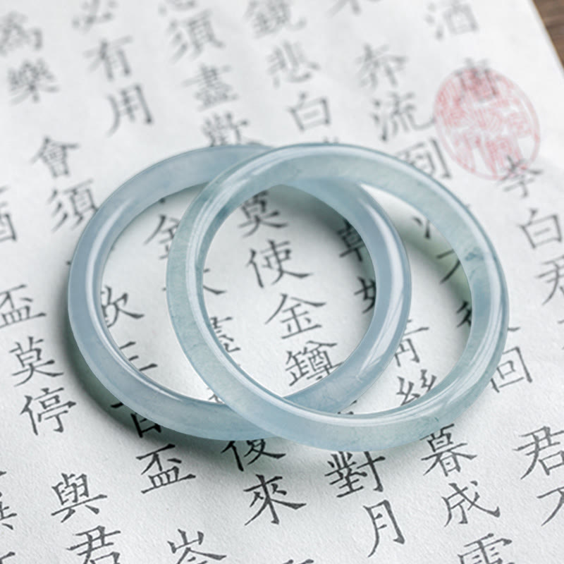 Buddha Stones Natural Aquamarine Serenity Bangle Bracelet