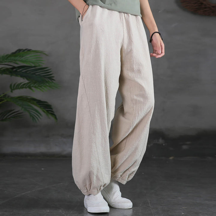Buddha Stones Plain Color Ramie Linen Cotton Pants With Pockets - image 10