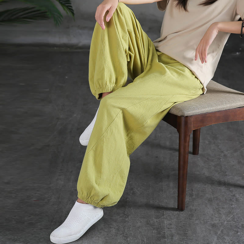 Buddha Stones Plain Color Ramie Linen Cotton Pants With Pockets - image 22
