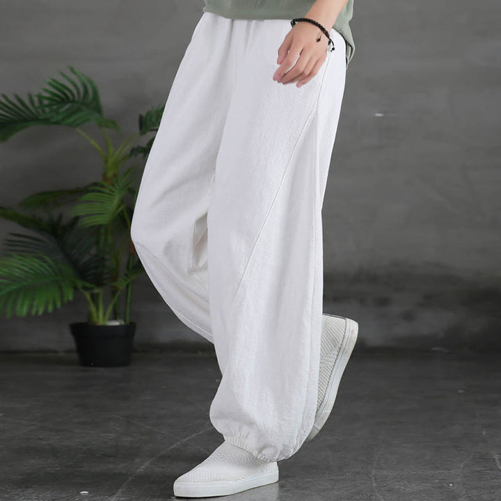 Buddha Stones Plain Color Ramie Linen Cotton Women's Pants With Pockets - image 31