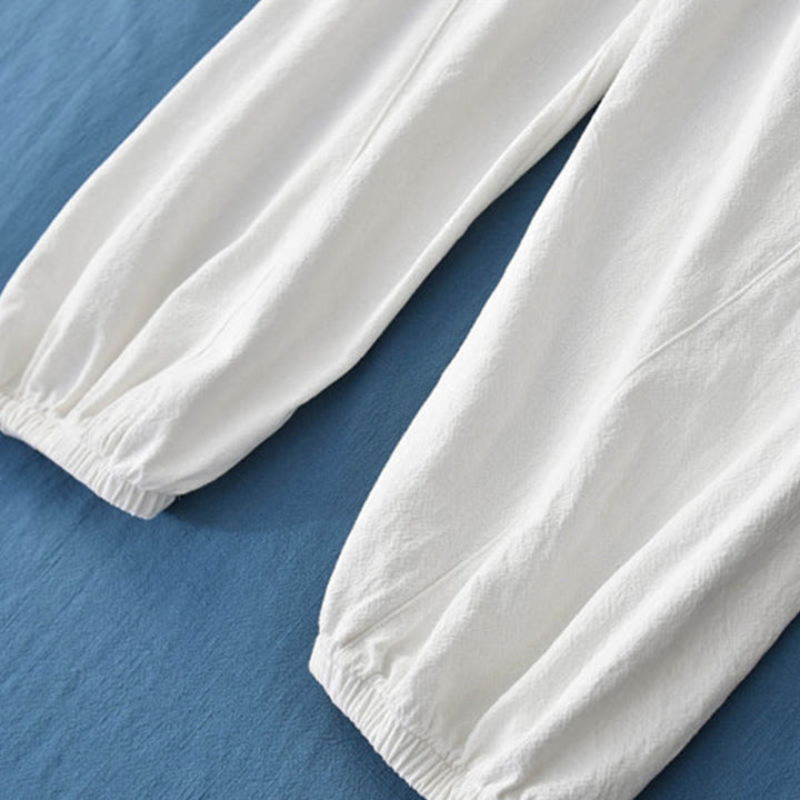 Buddha Stones Plain Color Ramie Linen Cotton Pants With Pockets - image 30