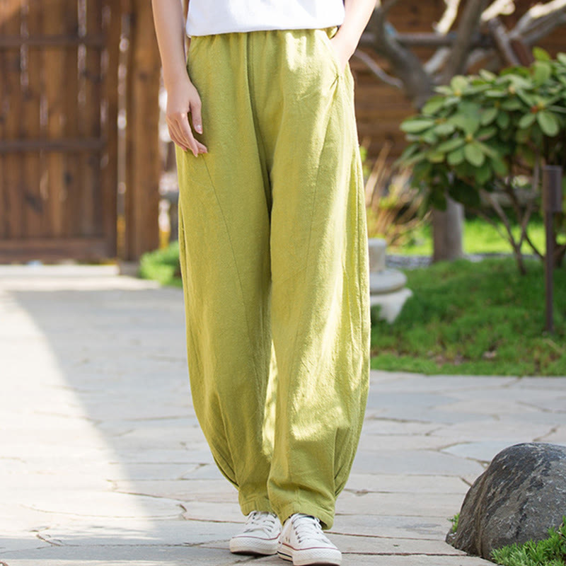 Buddha Stones Casual Ramie Linen Cotton Yoga Pants With Pockets - image 8
