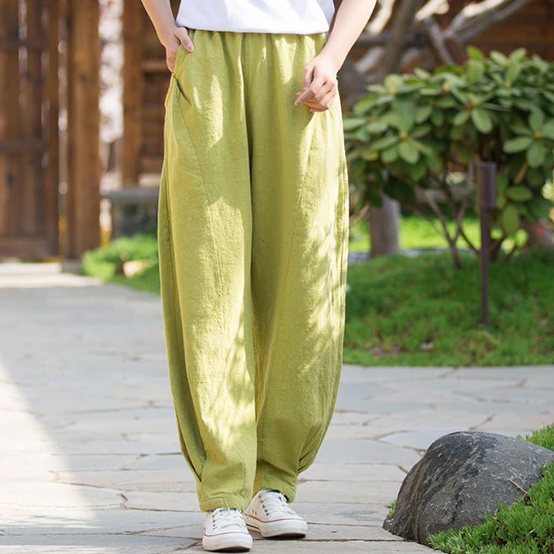 Buddha Stones Casual Ramie Linen Cotton Yoga Pants With Pockets - image 6