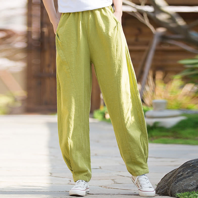 Buddha Stones Casual Ramie Linen Cotton Yoga Pants With Pockets - image 5