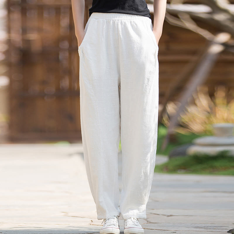 Buddha Stones Casual Ramie Linen Cotton Yoga Pants With Pockets - image 11