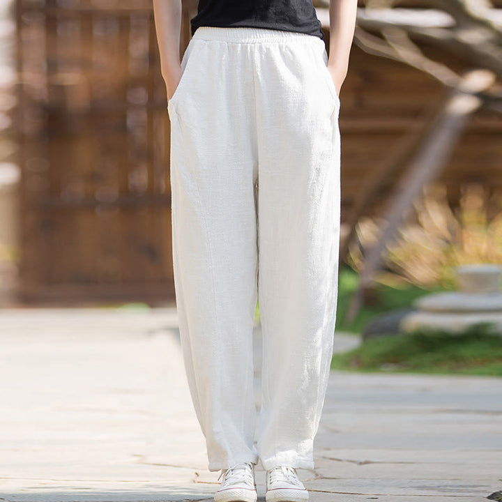 Buddha Stones Casual Ramie Linen Cotton Yoga Pants With Pockets - image 11