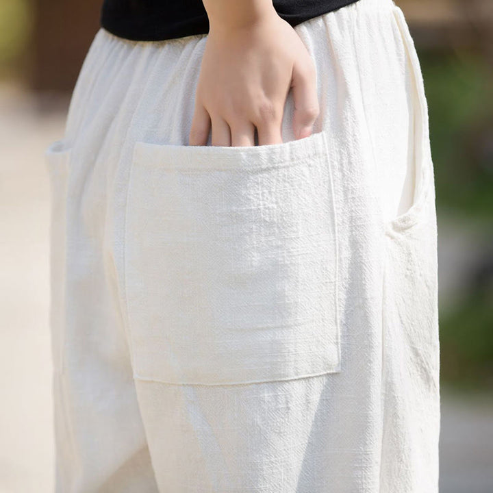 Buddha Stones Casual Ramie Linen Cotton Yoga Pants With Pockets - image 13