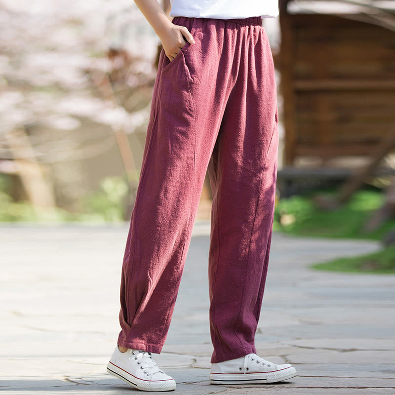Buddha Stones Casual Ramie Linen Cotton Yoga Pants With Pockets - image 17