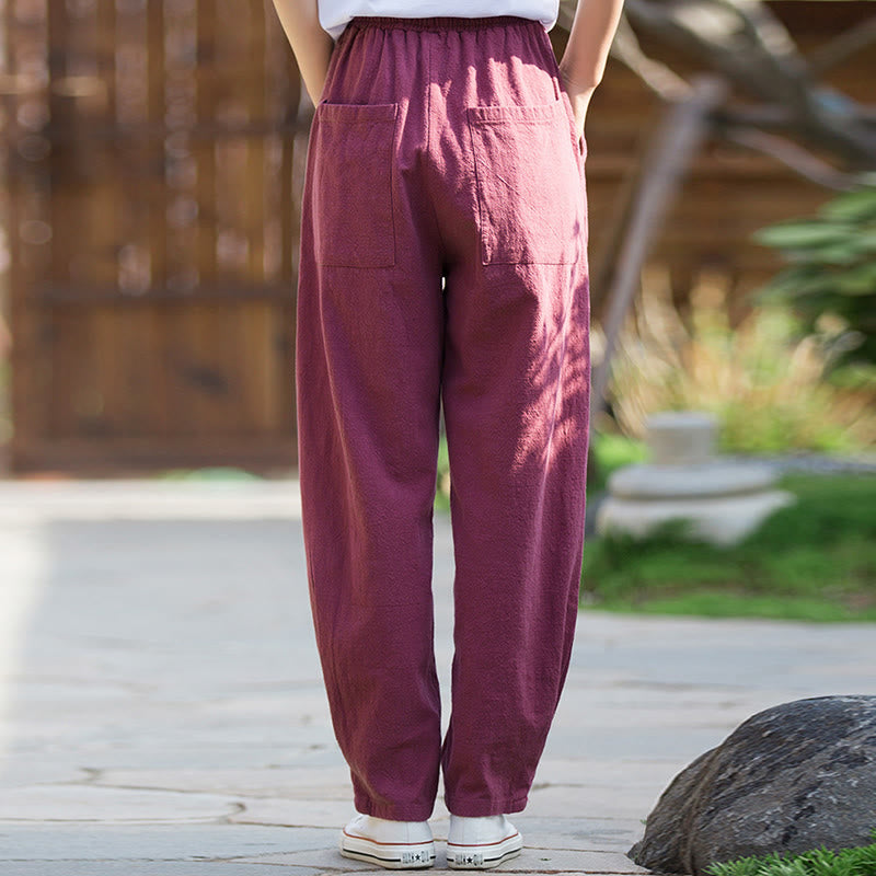 Buddha Stones Casual Ramie Linen Cotton Yoga Pants With Pockets - image 18