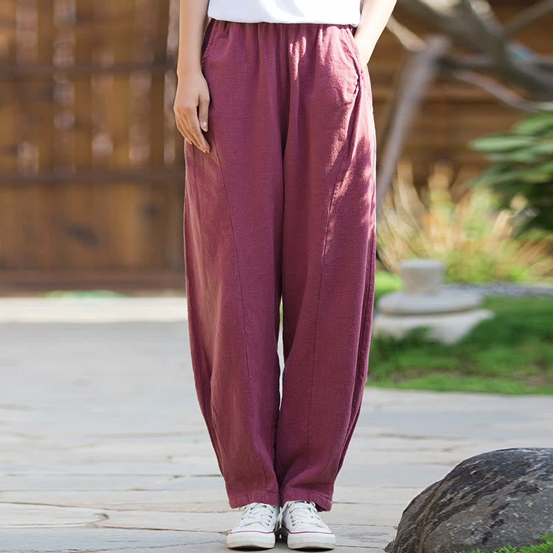 Buddha Stones Casual Ramie Linen Cotton Yoga Pants With Pockets - image 21