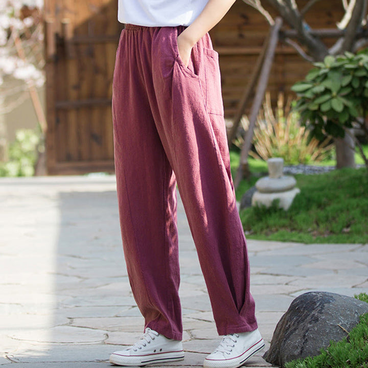 Buddha Stones Casual Ramie Linen Cotton Yoga Pants With Pockets - image 19