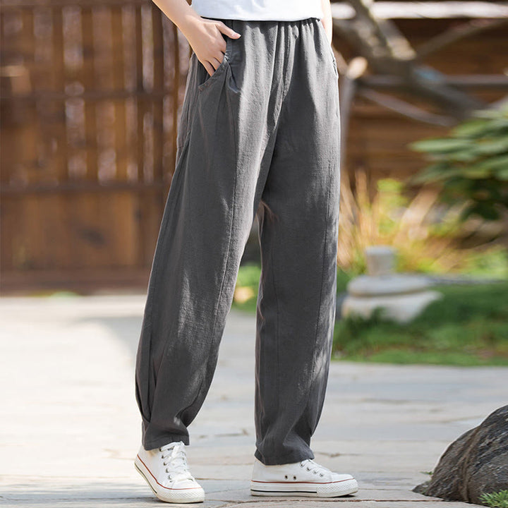 Buddha Stones Casual Ramie Linen Cotton Yoga Pants With Pockets - image 28