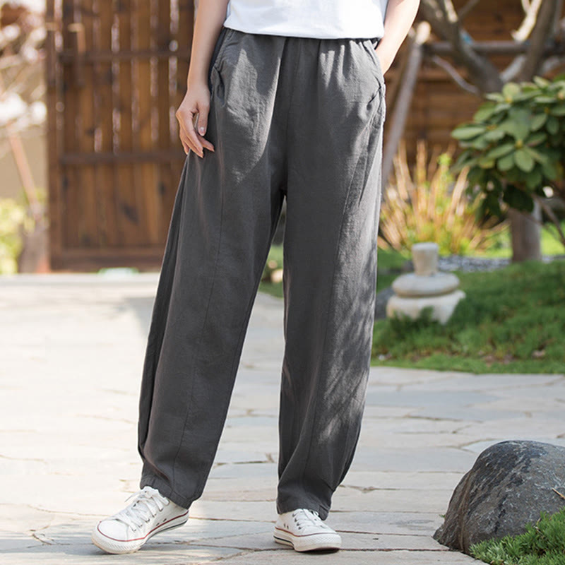 Buddha Stones Casual Ramie Linen Cotton Yoga Pants With Pockets - image 27