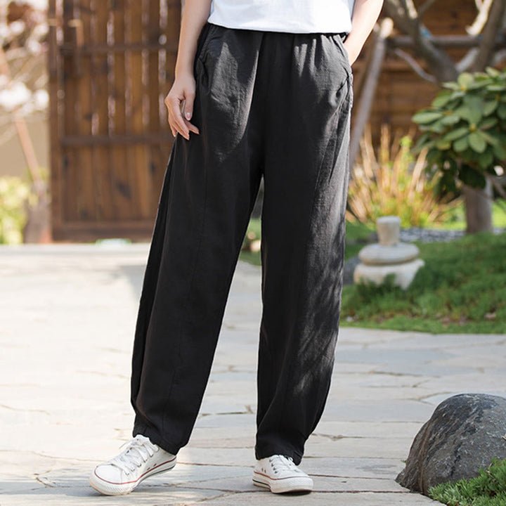 Buddha Stones Casual Ramie Linen Cotton Yoga Pants With Pockets - image 34
