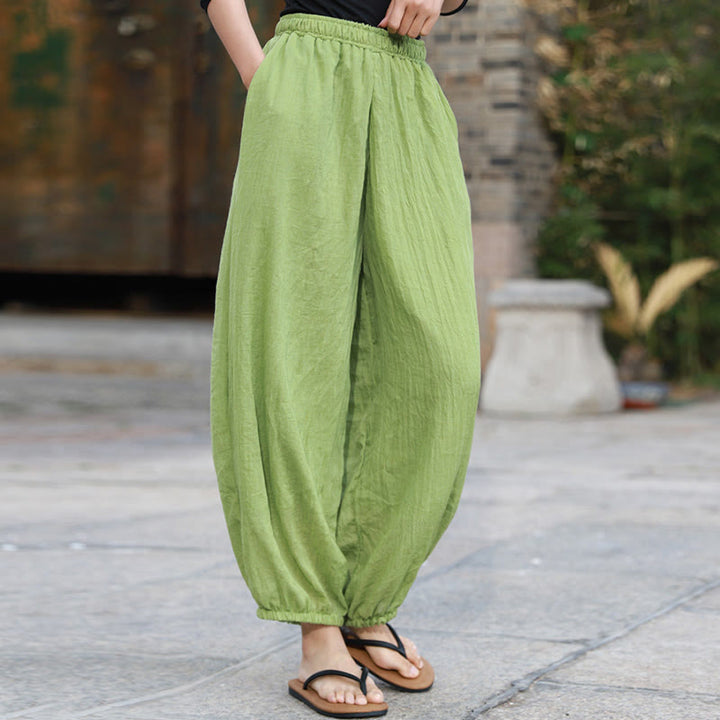 Buddha Stones Casual Summer Women's Cotton Pants With Pockets