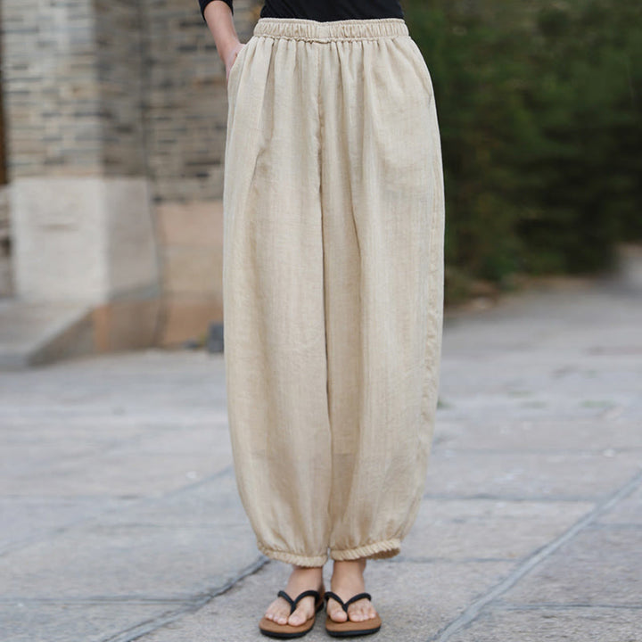 Buddha Stones Casual Summer Women's Cotton Pants With Pockets