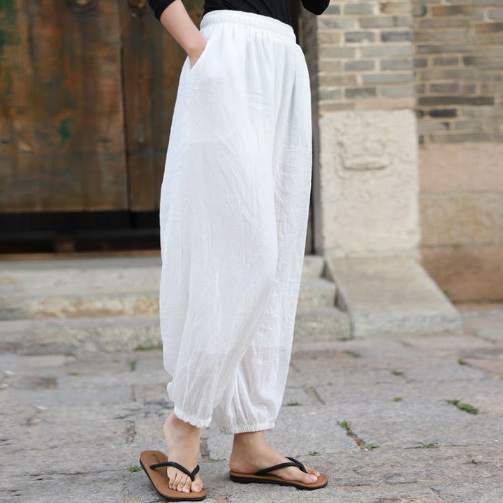 Buddha Stones Casual Summer Women's Cotton Pants With Pockets - image 8