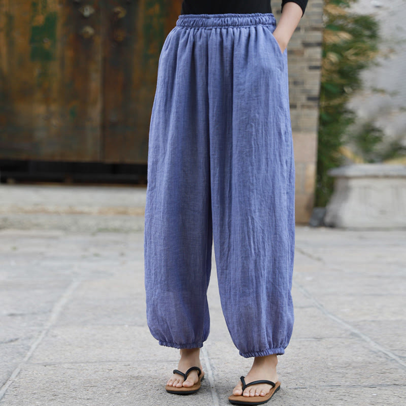 Buddha Stones Casual Summer Women's Cotton Pants With Pockets