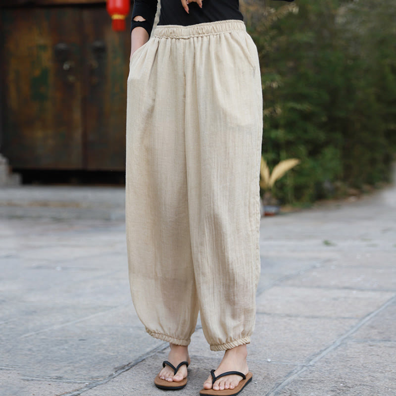 Buddha Stones Casual Summer Women's Cotton Pants With Pockets - image 43