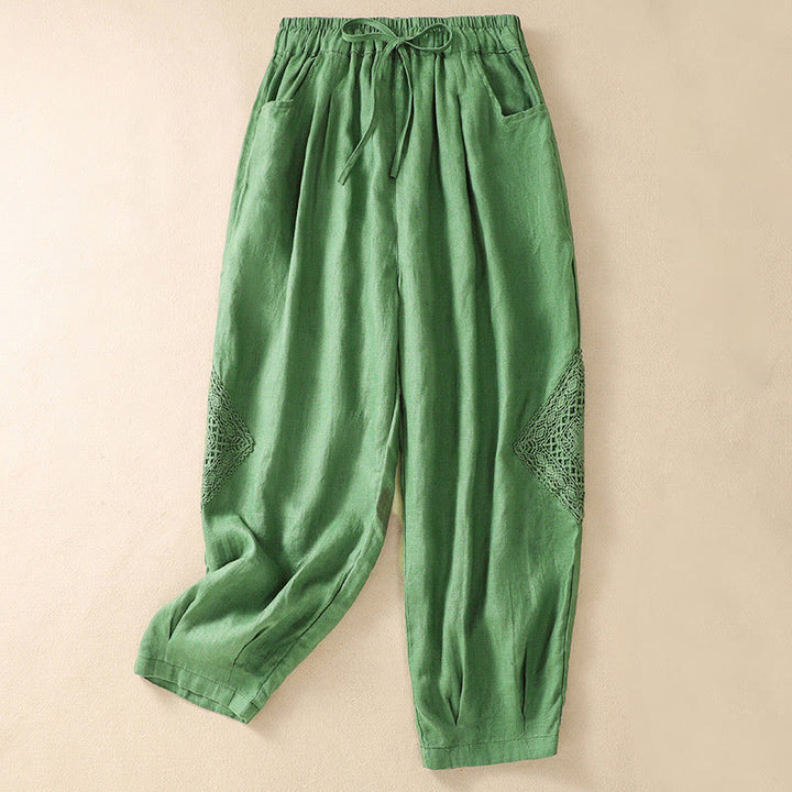 Buddha Stones Summer Women's Drawstring Harem Pants With Pockets - PaleGreen - US8-10，UK/AU12-14，EU40-42 (2XL) - image 9