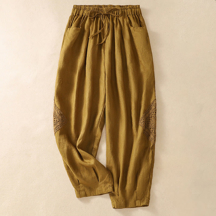 Buddha Stones Summer Women's Drawstring Harem Pants With Pockets - Goldenrod - US8-10，UK/AU12-14，EU40-42 (2XL) - image 18