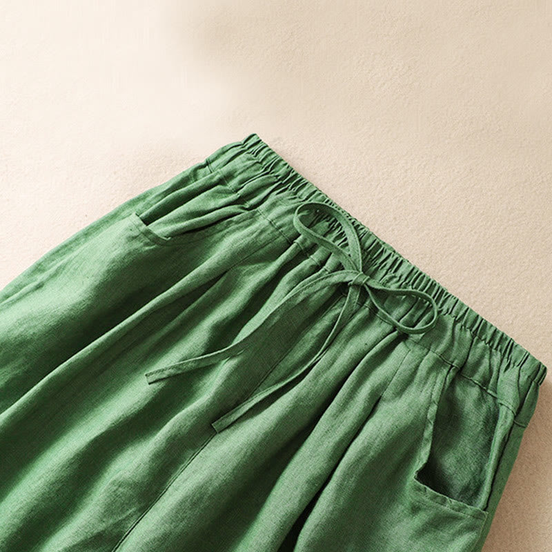 Buddha Stones Summer Women's Cotton Drawstring Harem Pants With Pockets - image 12