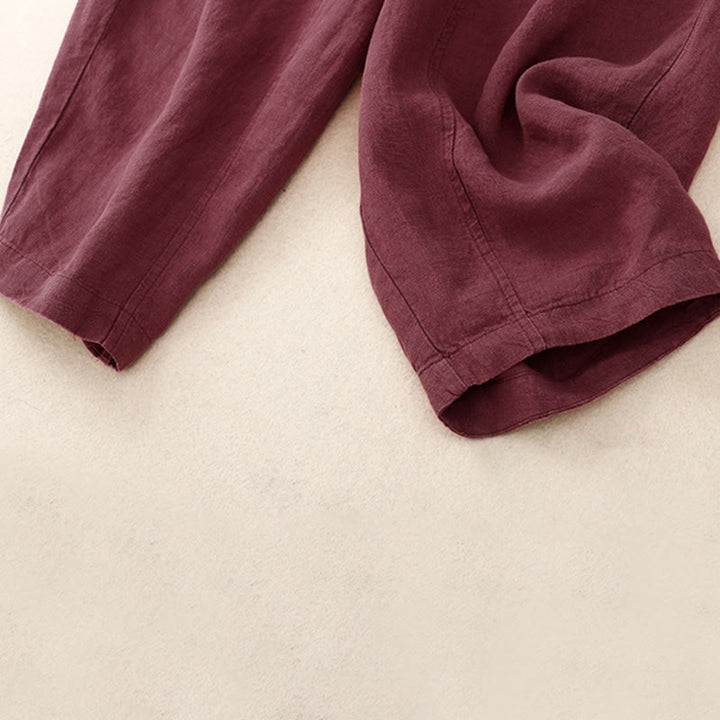 Buddha Stones Summer Women's Linen Drawstring Elastic Waist Harem Pants With Pockets - image 5