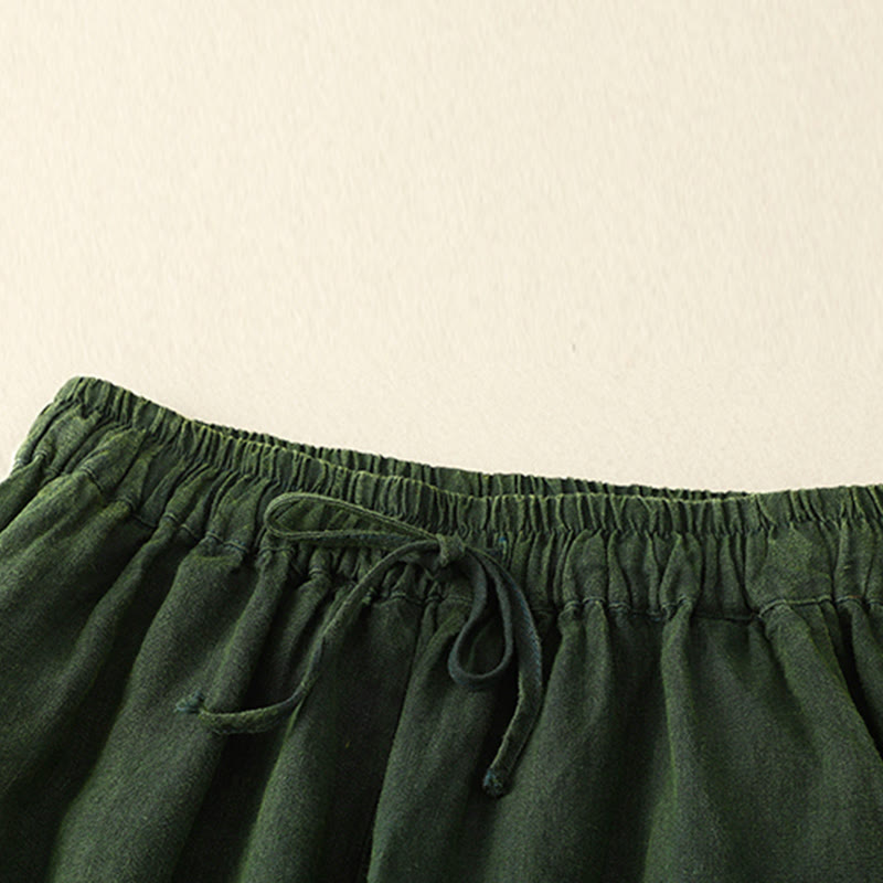 Buddha Stones Summer Women's Linen Drawstring Elastic Waist Harem Pants With Pockets - image 13