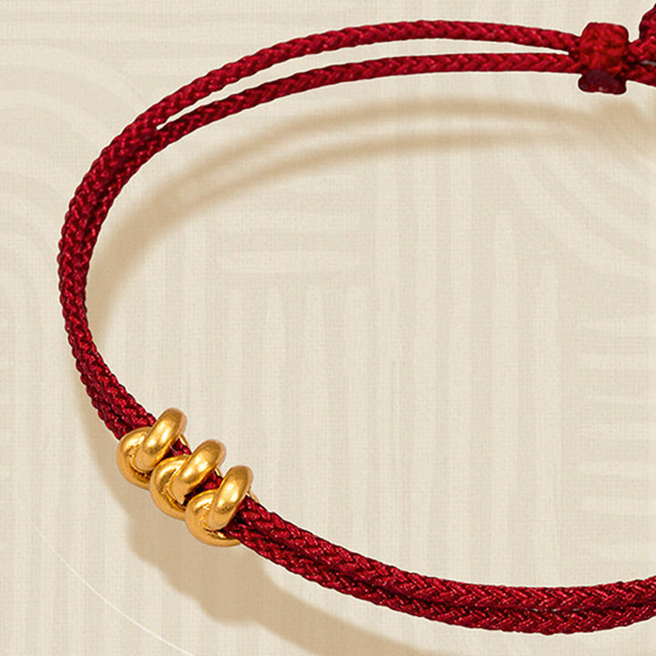 Buddha Stones 999 Gold Wish Knot Design Handmade Luck Braided Rope Bracelet - image 3