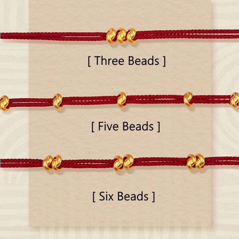 Buddha Stones 999 Gold Wish Knot Design Handmade Luck Braided Rope Bracelet - image 1