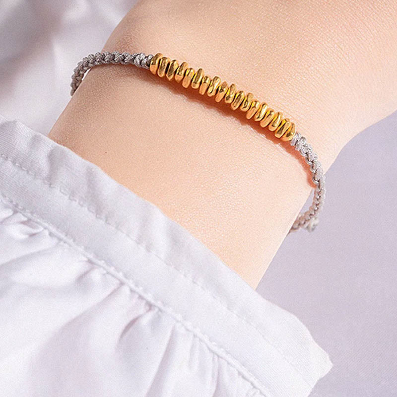 Buddha Stones 999 Gold Small Gold Pieces Design Handmade Protection Braided Rope Bracelet - image 14