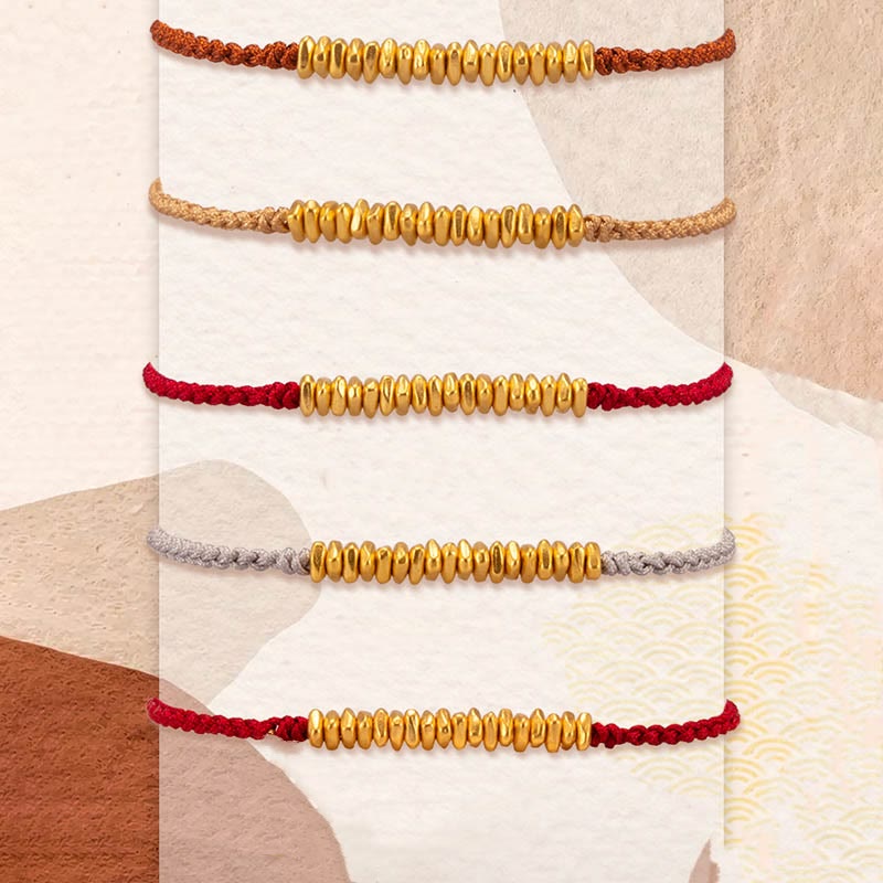 Buddha Stones 999 Gold Small Gold Pieces Design Handmade Protection Braided Rope Bracelet - image 16